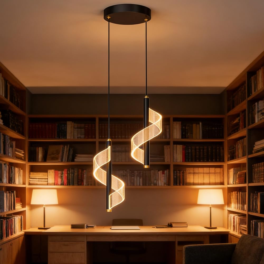 LED Moderno Luci sospese 8W Regolabile 3 temperatur Colori 3000K/4500K/6000K, Camera da letto lampada a sospensione comodino luce pendente lampadario Per soggiorno sala da pranzo (Nero B)