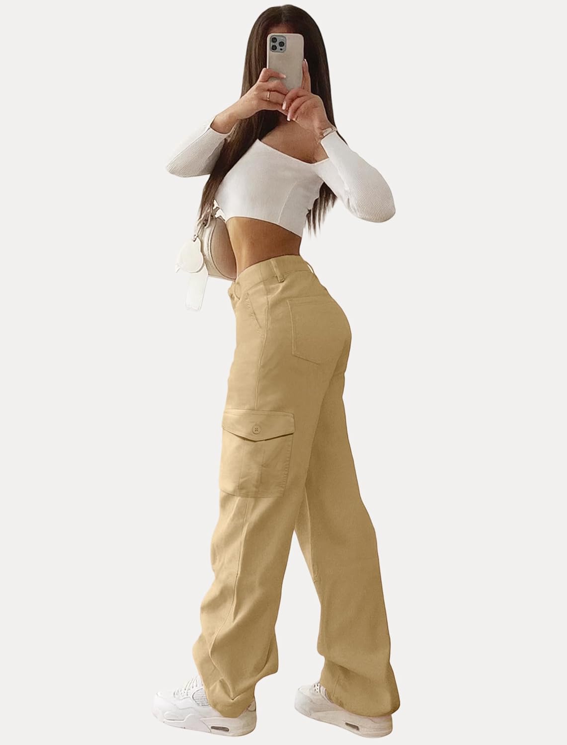 IWD Womens Cargo Pants High Waisted Straight Leg Trousers with 6 Pockets Casual Baggy Pants Trendy Clothes 2026 - Image 5