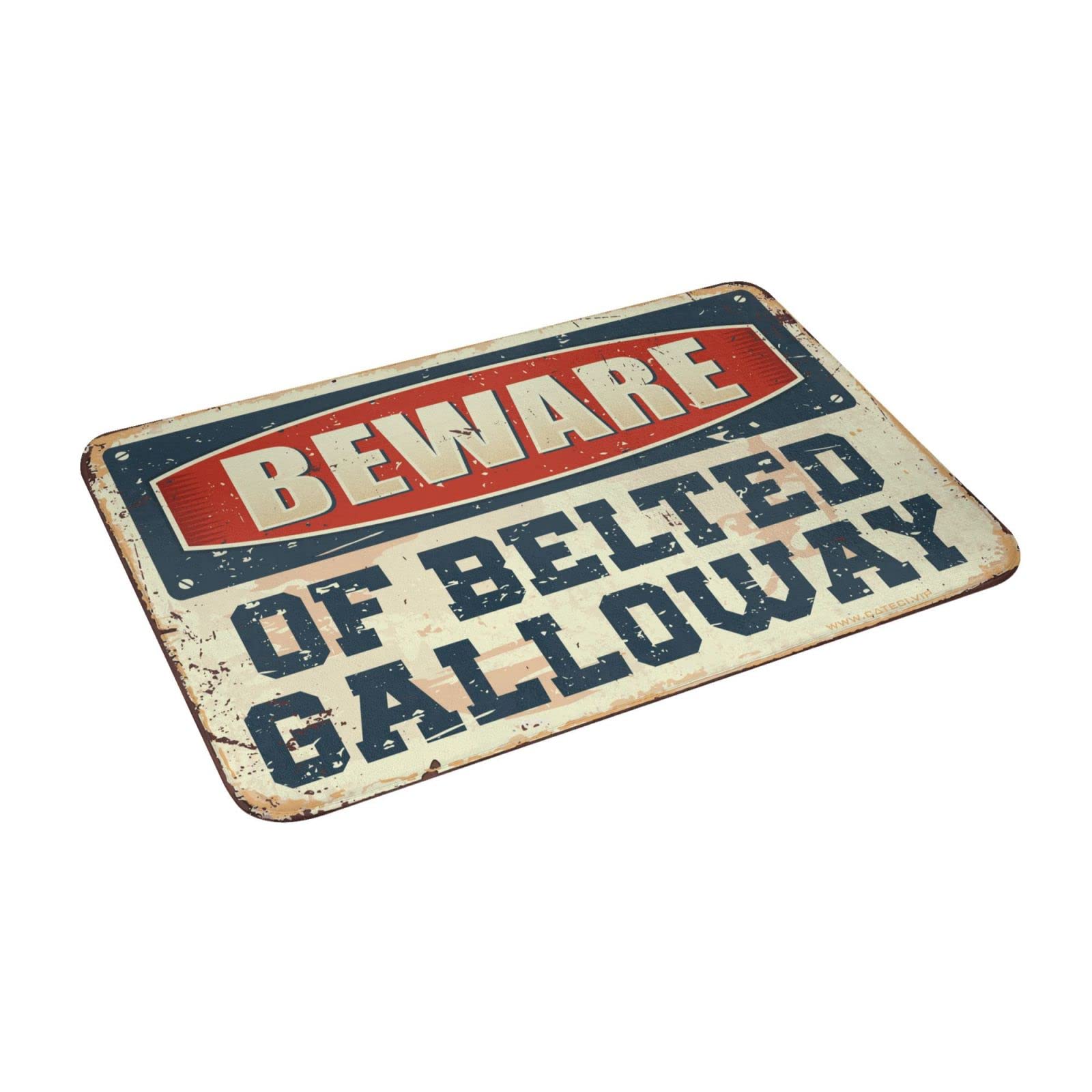 Wewnętrzna mata pod drzwi wejściowe 'Beware of Belted Galloway' dywanik mata powitalna do drzwi wejściowych i zewnętrznych wycieraczki zabawna (65 x 90 cm)