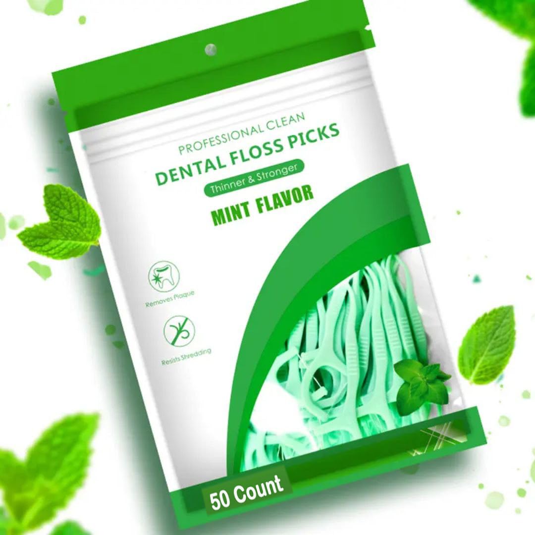 Theodore 50 pcs floss Fresh Mint Dental Floss Picks | Dentist Designed & most convenient teeth Flosser for fresh Breath & complete oral plaque removal (Fresh Mint) - Image 4 thumbnail