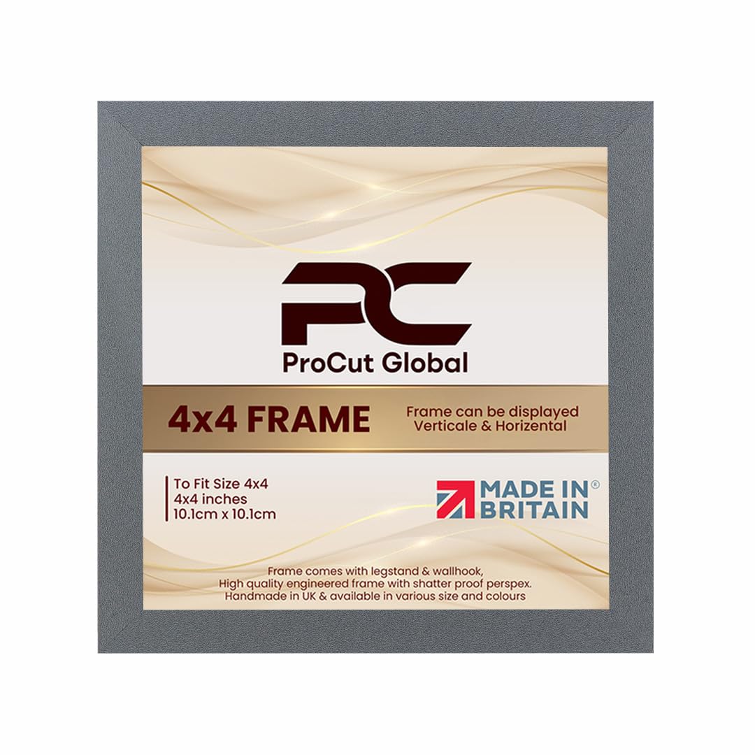 Procut Global 4X4 Dark Grey Picture Frames – Sleek Wooden Photo Frame with Shatterproof Perspex for Wall or Tabletop – Perfect for Posters, Certificates, Prints–Multiple Sizes & Colors Available — image 1