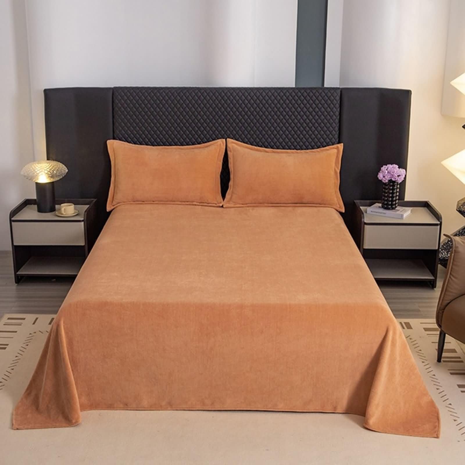 Beydodo Sabana Encimera para Cama 120 x 230 CM,Terciopelo Sábana Encimera para Cama Color Sólido Naranja
