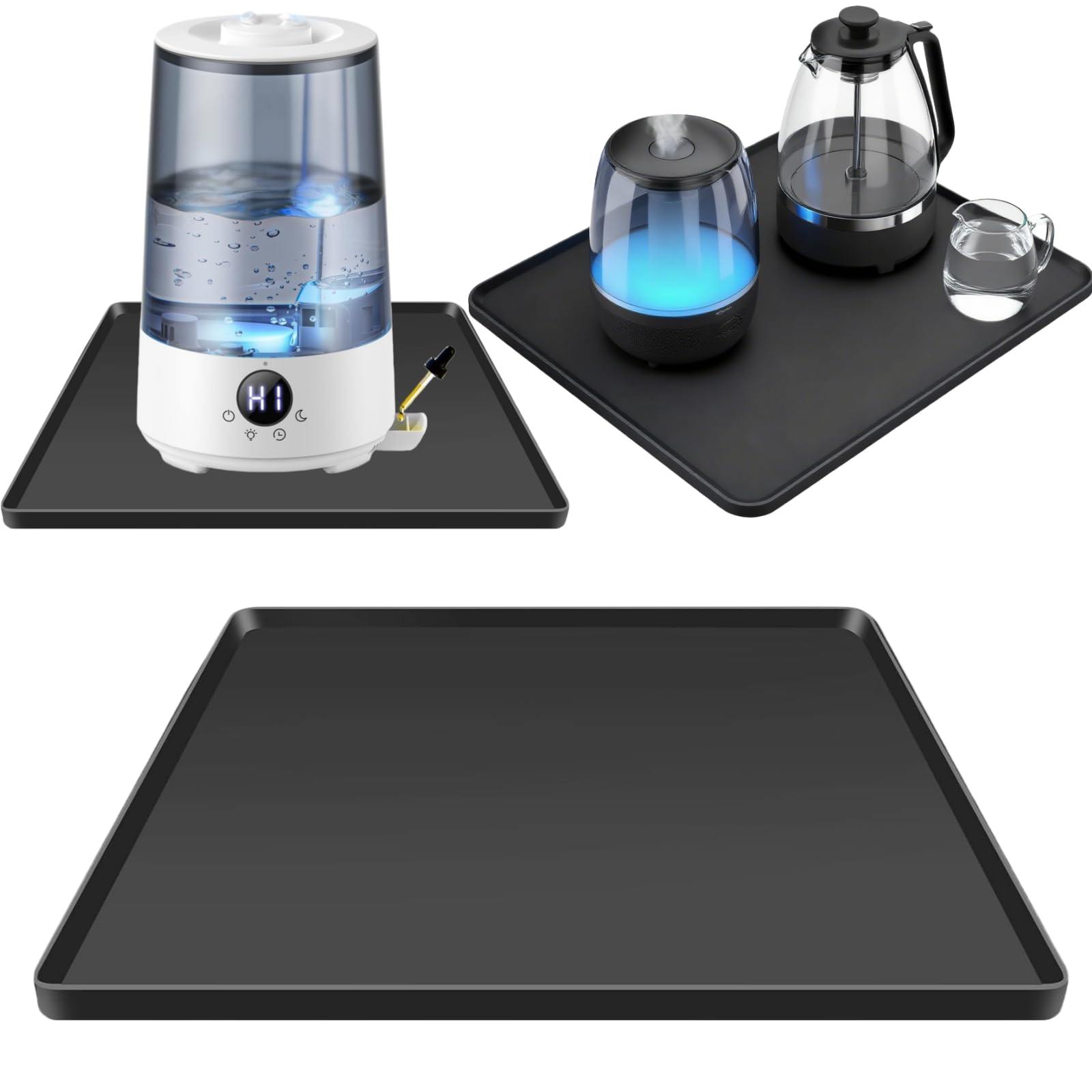 Silicone Humidifier Drip Mat with Raised Edge, 19x19 Square inch Drip Tray