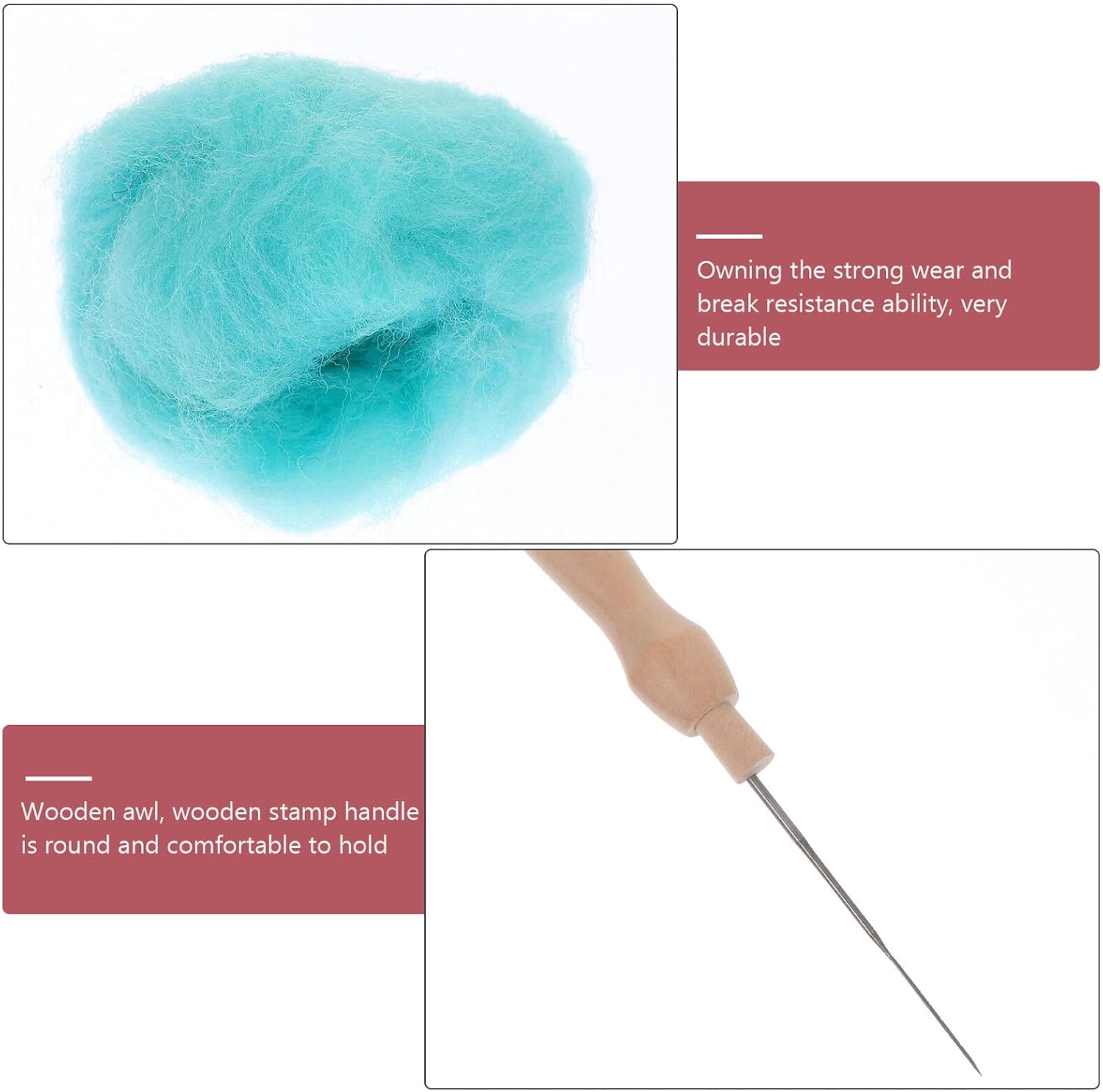JOINPAYA 1 Box Color Needle Felting Kit with Punch Needles and Transparent PE Box DIY Wool Craft Supplies for Making Animals Dolls and Wear-Resistant Felting Tools
