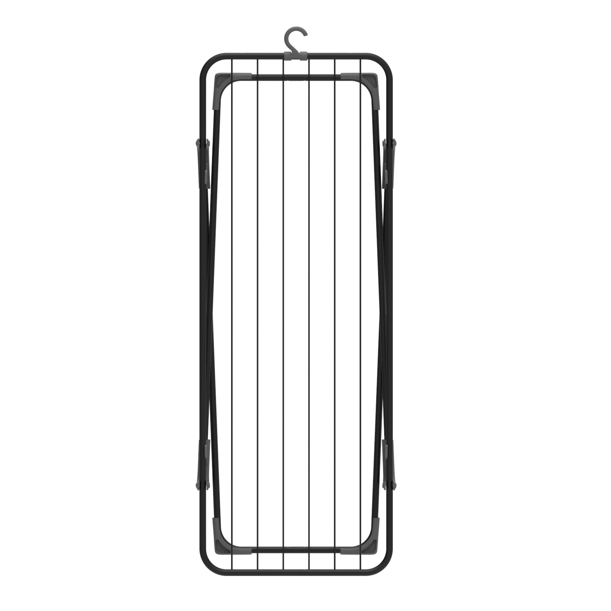 Rörets Tendedero de Ropa Nano - Suelo con Patas Extra Anchas, Mecanismo de Bloqueo, Gancho Almacenamiento y 9 m de Secado - 43 x 110 x 85 cm (Negro)
