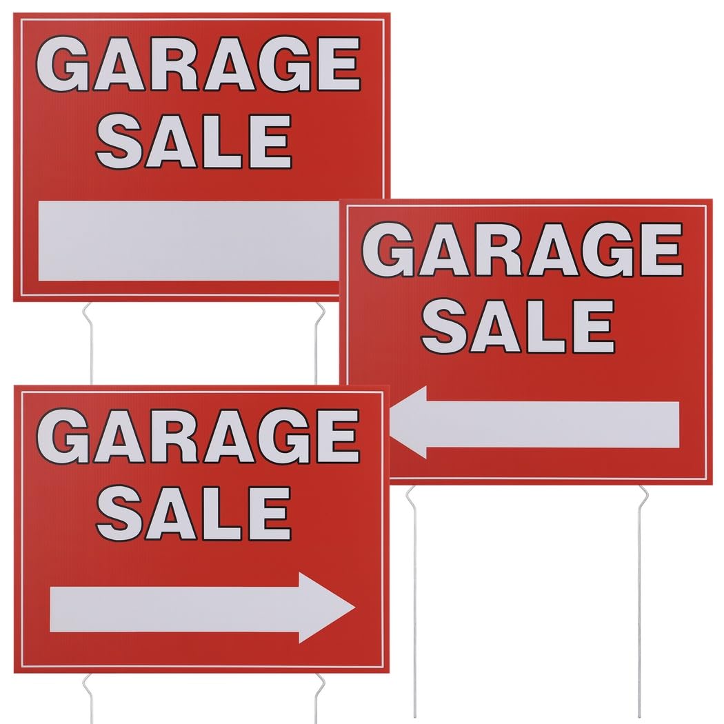 Segnali di vendita garage, 3 pezzi in metallo con cartelli stradali per garage doppio metallo per e vendite, X Sale pollici 13 Yard segni 17 strada lato PP per cartelli con cartelli su