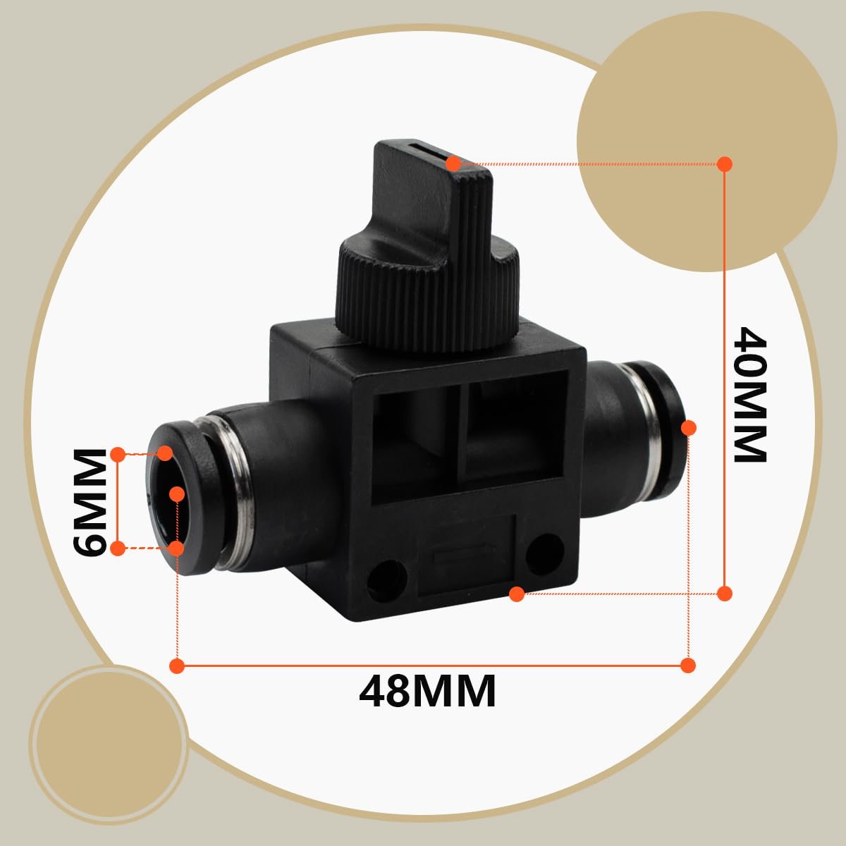 Valvola Di Controllo Flusso Pneumatica Push-in – 6mm Tubo OD X 1/8″ Maschio – Confezione Da 5 Pezzi