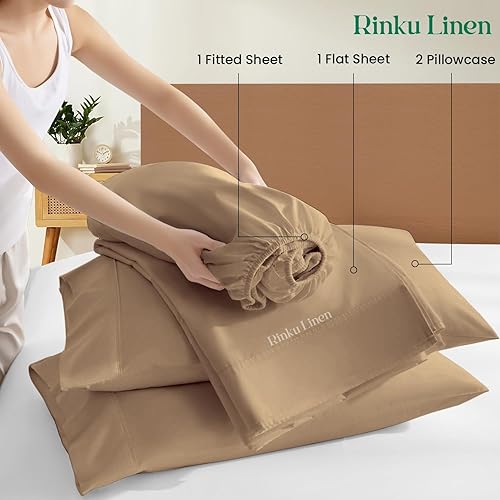 Miniatura 9 de Rinku Linen Juego de sábanas de algodón egipcio de 600 hilos, 6 piezas, para colchones de hasta 15 a 18 pulgadas, tamaño Queen, rayas negras