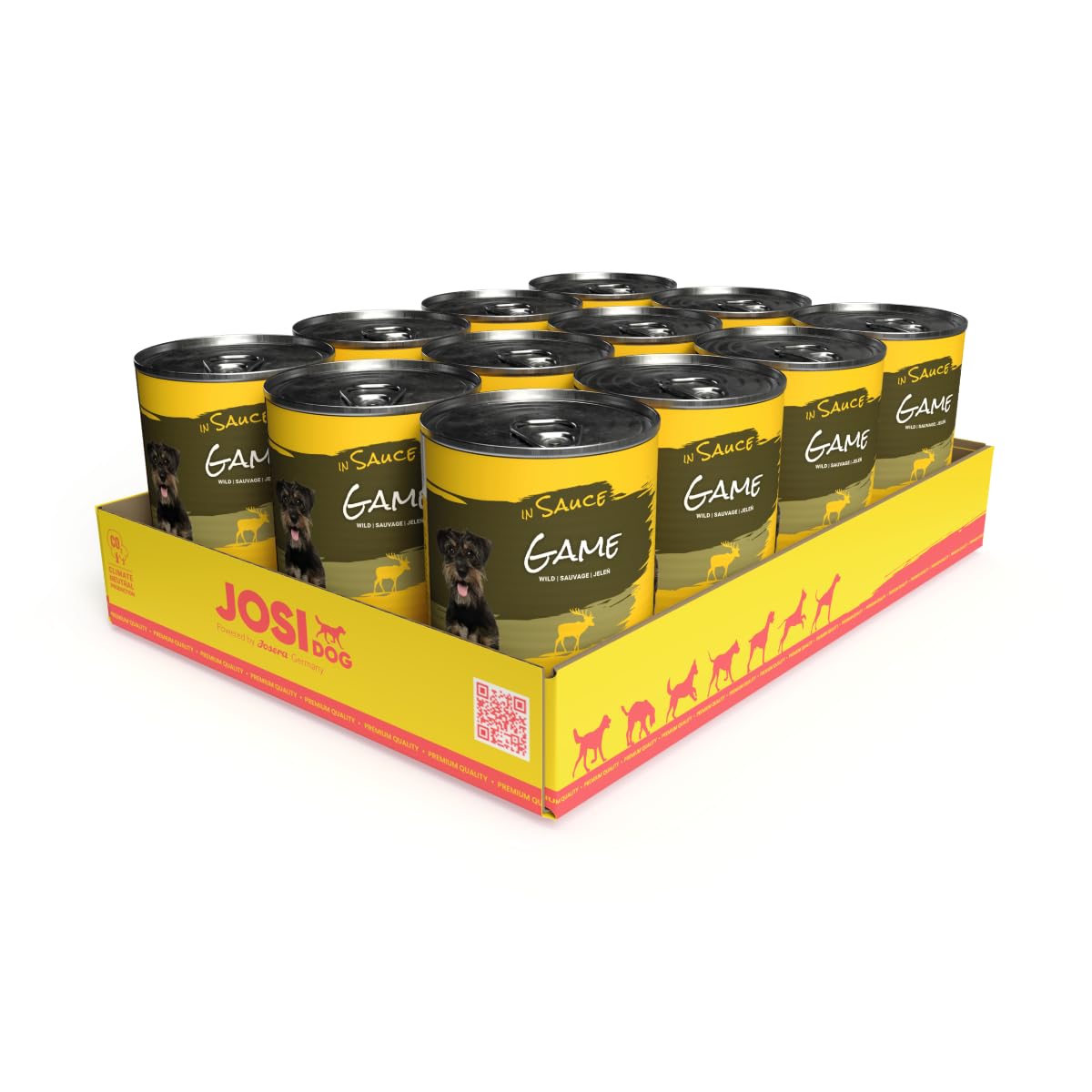 JosiDog Game in Sauce (12 x 415 g) | Adult | Premium Wet Dog Food for Adult Dogs | Wild Sauce with Vitamin D3 and E | Powered by Josera | Wet Dog Food | Complete Food | 12