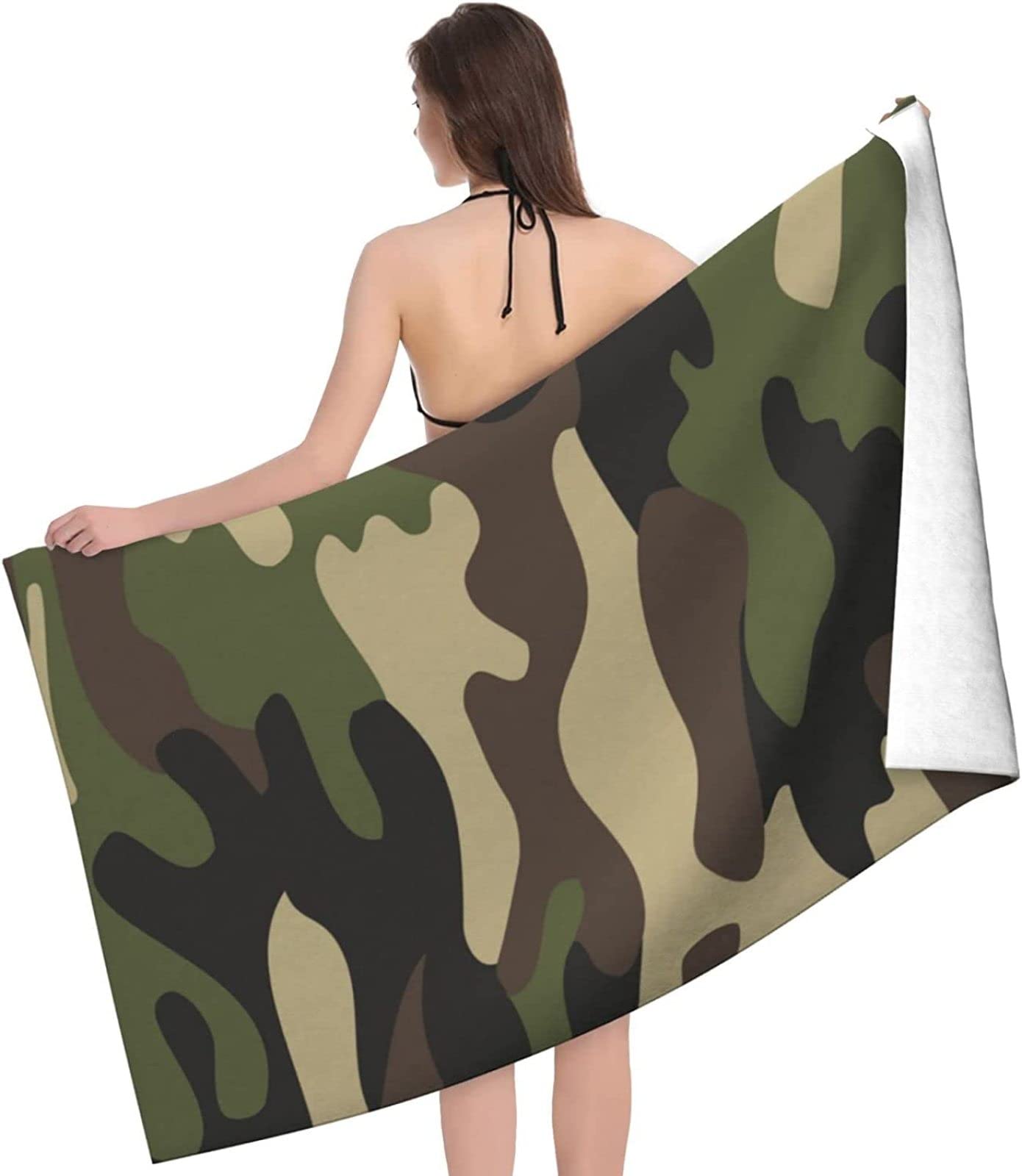 KATATI Camuffare Telo Mare Grande, Microfibra Asciugamano da Spiaggia, Teli Mare Camuffare, Asciugatura Rapida Antisabbia Adulti Teli Mare per Nuoto Campeggio 3D Telo Mare 150x200 cm