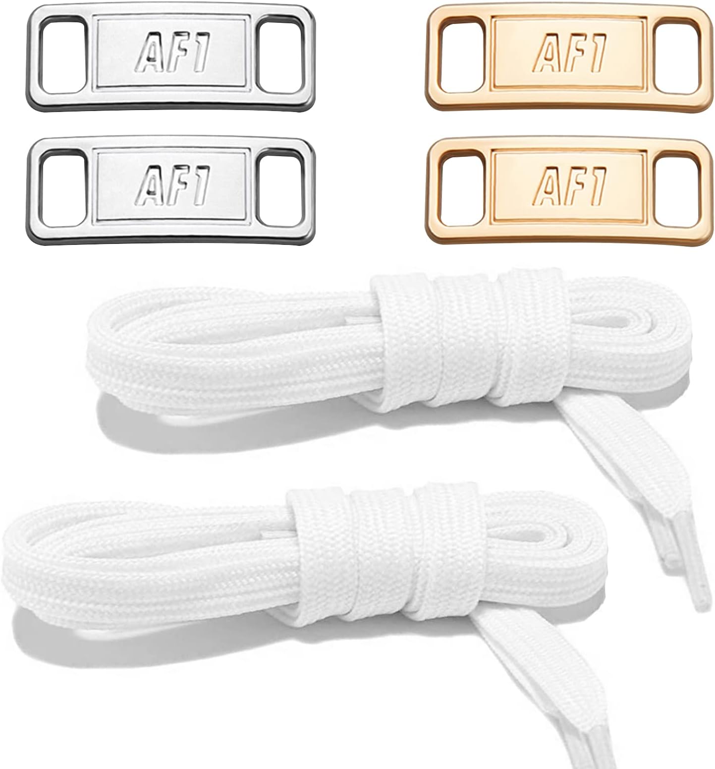 2 Pairs Flat Lanyards for Air Force 1 with Decorative Metal Buckles, Thin Replacement Lanyards