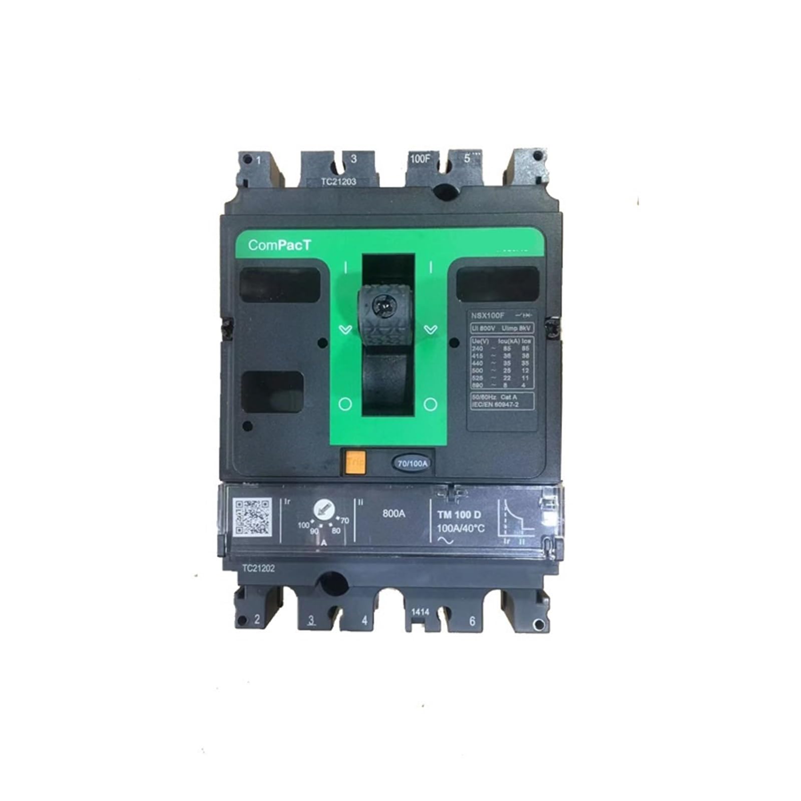 Disjoncteur triphasé quatre fils NSX 100A interrupteur basse tension CA commutation totale
