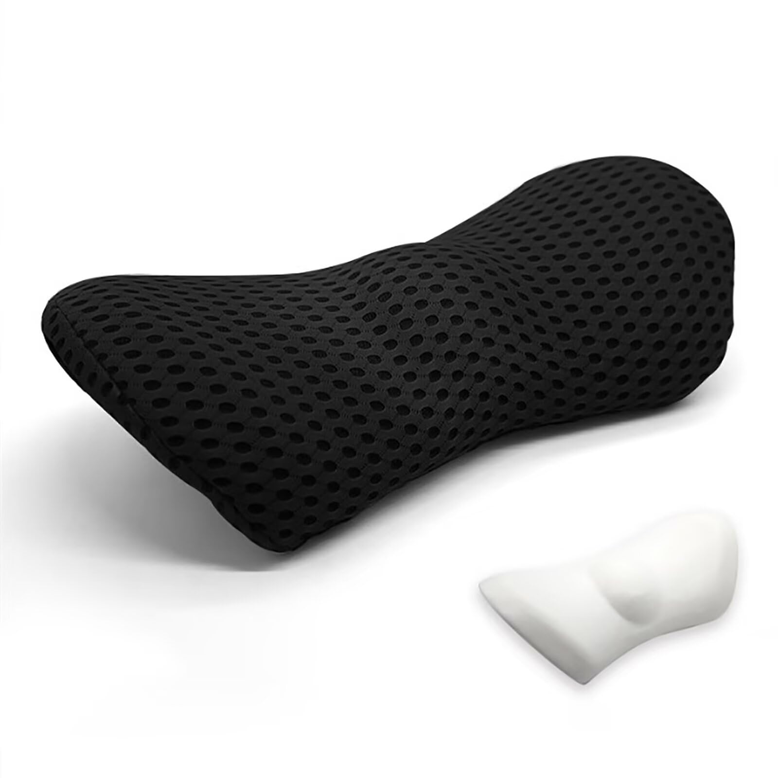 Edumov Lumbar Support Pillow for Lower Back Pain Relief, Thick Memory Foam Back Support Cushion for Sleeping Bed Office Chair, Car Seat, Comfortable Back Wedge Pillow for Traveling, Resting(Black)