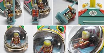 昭和レトロ MOON ROCKET ムーンロケット ブリキ からくり おもちゃ 昭和レトロ MOON ROCKET ムーンロケット ブリキ からくり