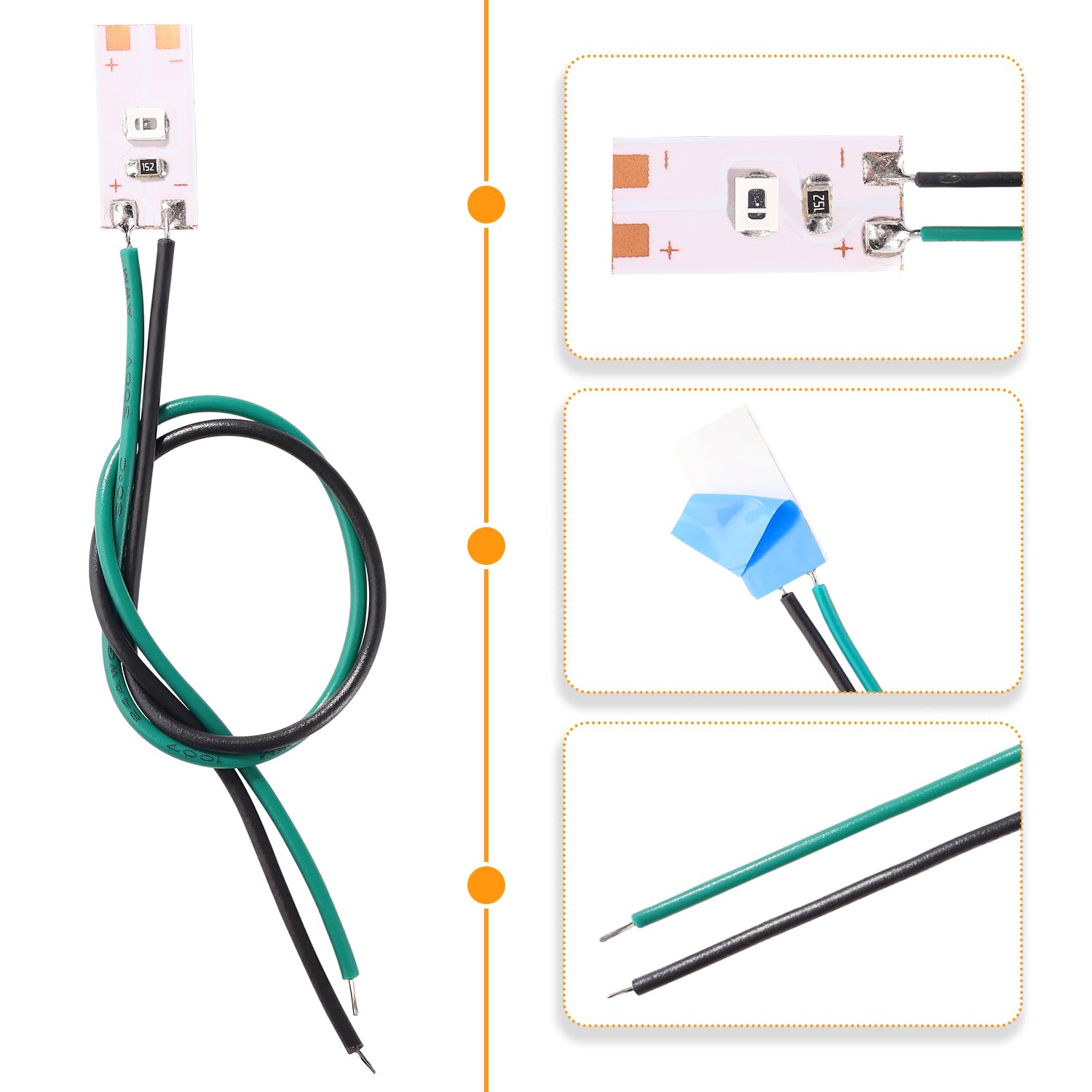 Lyeteung 15 PCS 17mm 12V - 18V Pre Wired Strip, 2835 SMD LED Model Railway LED Lighting, Green, 17mm - 15pcs - Image 3