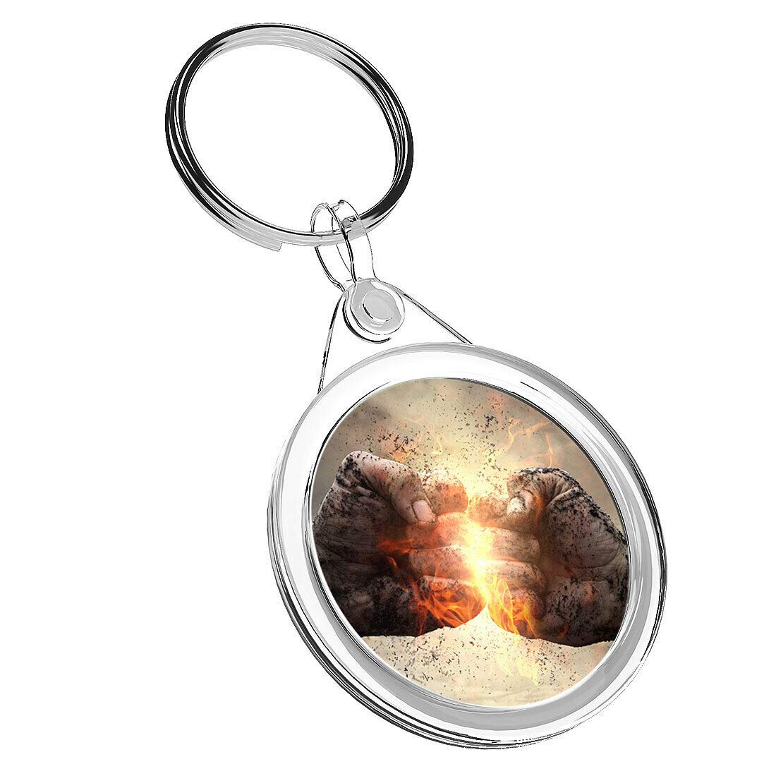 1 X Fire Fist Bump Teamwork Tough - Keyring IR02 Mum Dad Birthday #16147