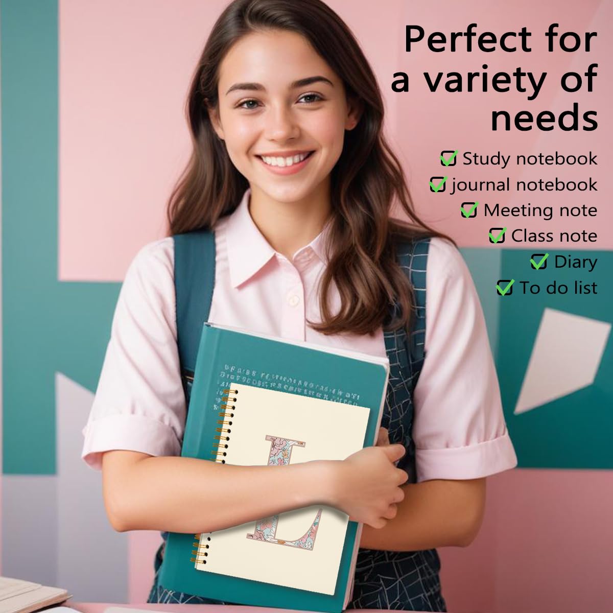 Notizbuch mit Initiale L, personalisierte Geschenke, individuelles Notizbuch, Tagebücher zum Schreiben, Monogramm-Geschenke für Frauen, personalisierte Notizblöcke, gebundenes Spiralbuch