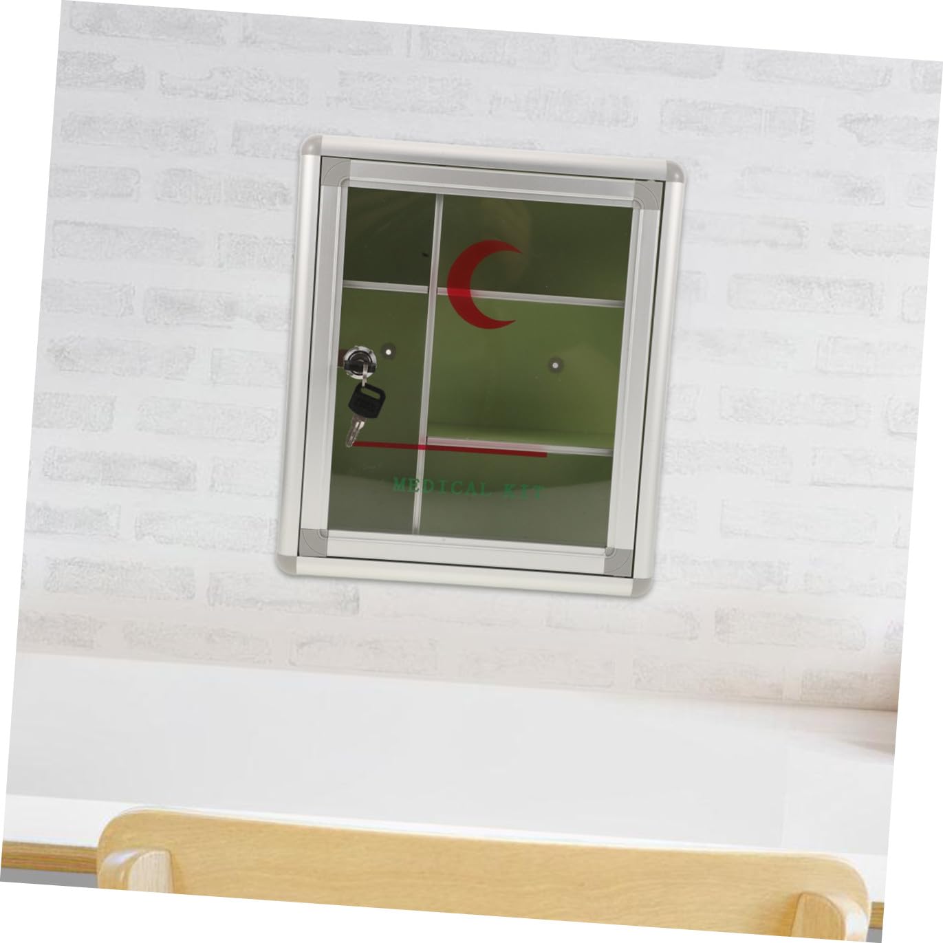 Amosfun 1 Juego Botiquín De Pared Contenedor Cerrable De Botiquín con Cerradura Organizador De Botiquin Tablero De Densidad y Aleación De Aluminio.