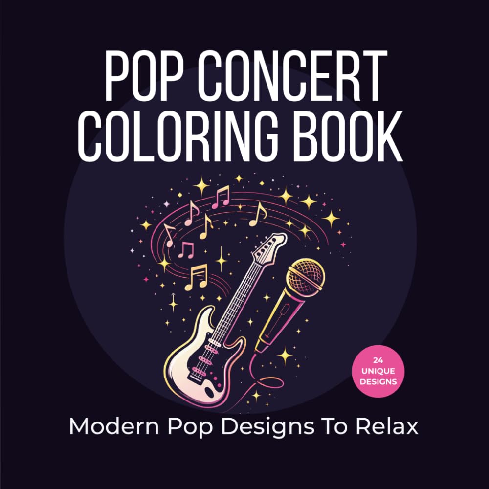 Pop Star Inspired Coloring Book: 24 Generic Pop Culture Scenes: Pop Star Aesthetics • Concert & Music Vibes • Single-Sided Pages