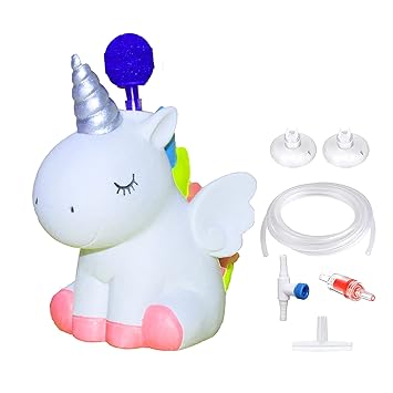 TEEMO Aquarium Decor Cute Unicorn Air Bubbler for Fish Tank, Oxygen Pump Resin Crafts for Aquarium Fish Tank Decor, with Air Bubbler