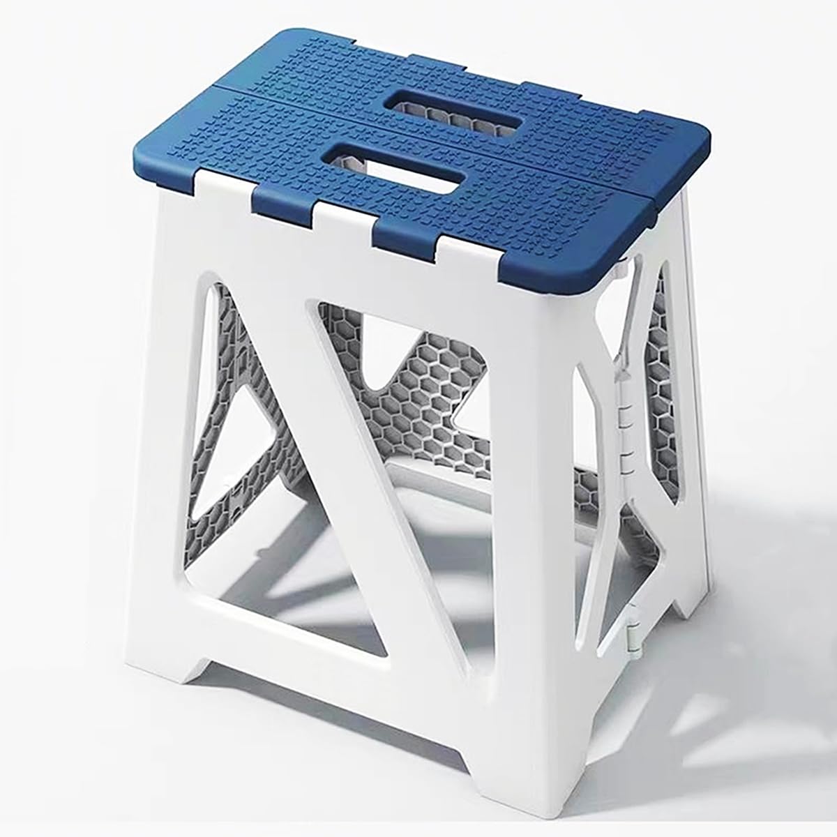 foldable bath shower safety chair seat blue, foldable and anti-slip bench bathtub stool for elderly or seniors (foldable showerchair 15.7" h blue seat size 12.4" x 8.3“)