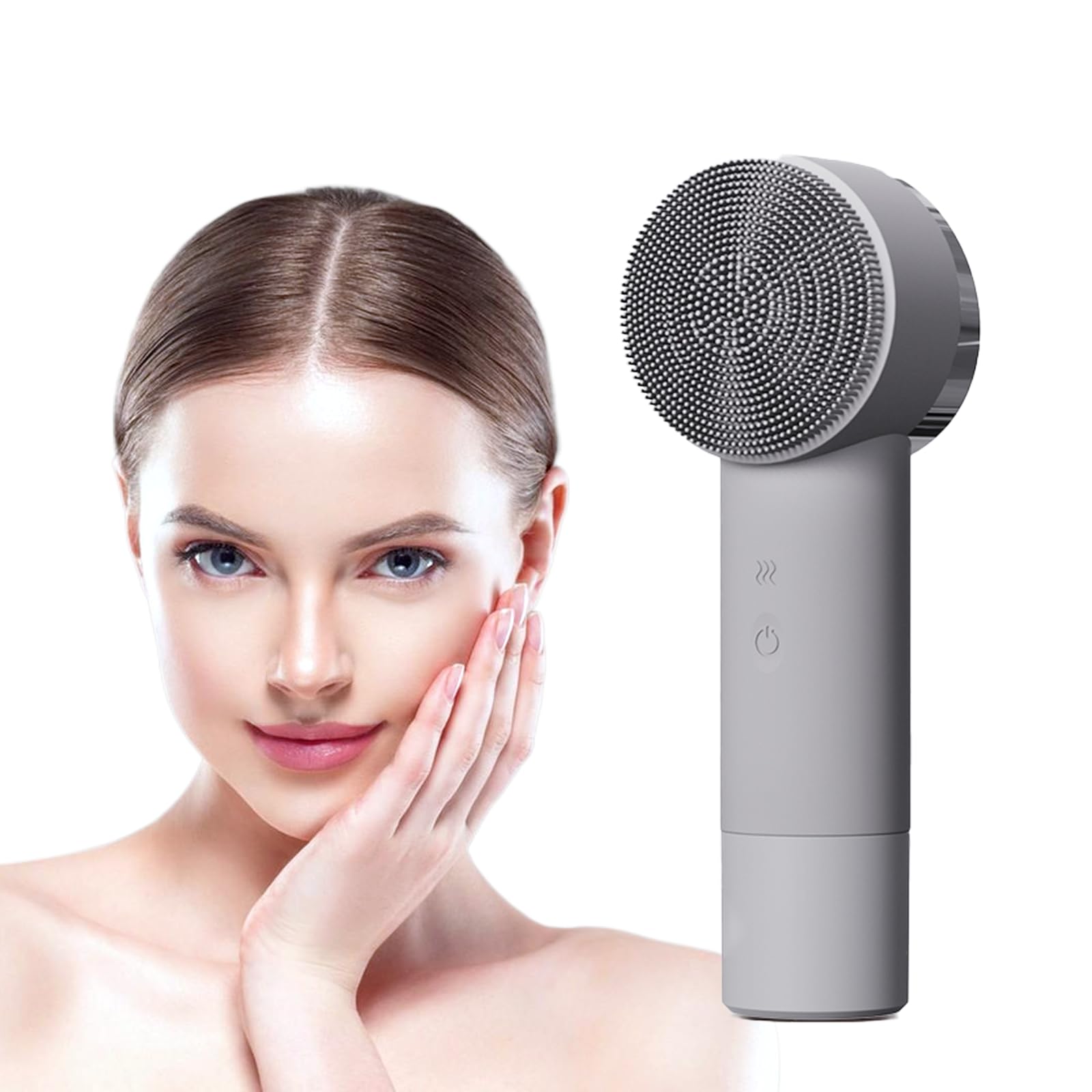 Elitzia Gesichtsscrubber Gesichtsreinigungsbürste Grau Silikon Electric Exfoliator Wiederaufladbare Gesichtsreiniger Bürste 5 Geschwindigkeiten einstellbar für Tiefenreinigung Haut Reparieren