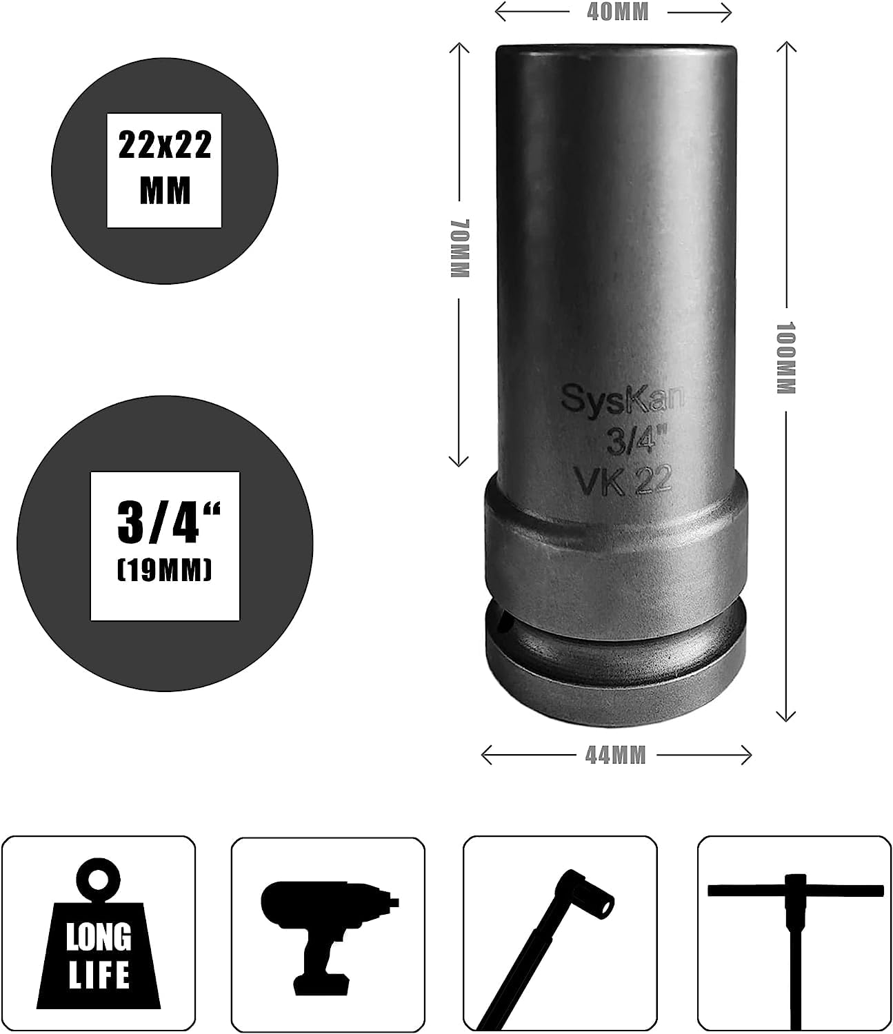 SKT-33367 Schlag-Stecknuss 17 Mm, 3/8 Zoll Antrieb – Lasergraviert, Korrosionsbeständig, Made In USA