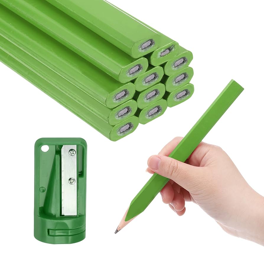 カーペンターセット Amazon | uxcell 12本 建築用鉛筆 専用の鉛筆削り付き 八角形