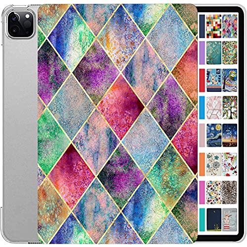 Image of DuraSafe Cases For iPad PRO 11 Inch 2 3 4 Gen [ PRO 11 2nd 2020 3rd 2021 4th 2022 ] A2759 A2435 A2761 A2762 A2377 A2459 A2228 A2068 A2230 A1980 A2013 Printed Slim Hard Shell Stand Cover - Diamond Grid