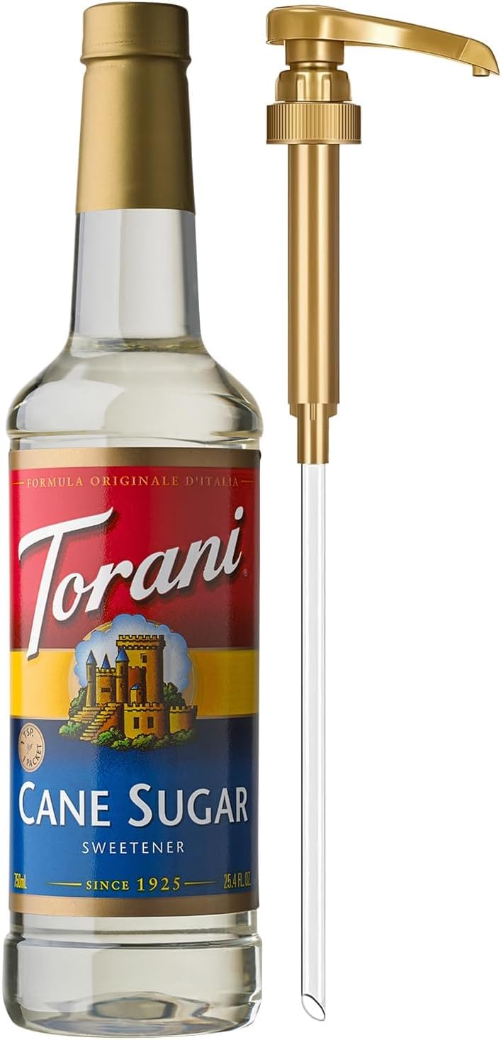 Cane Sugar Sweetener, Simple Syrup for Drinks & Desserts, Pump Included, 25.4 Oz