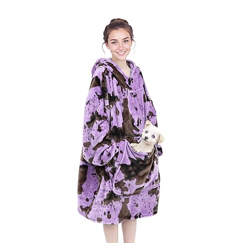 cow print Purple Wearable Blankets for Women - Purple Gifts