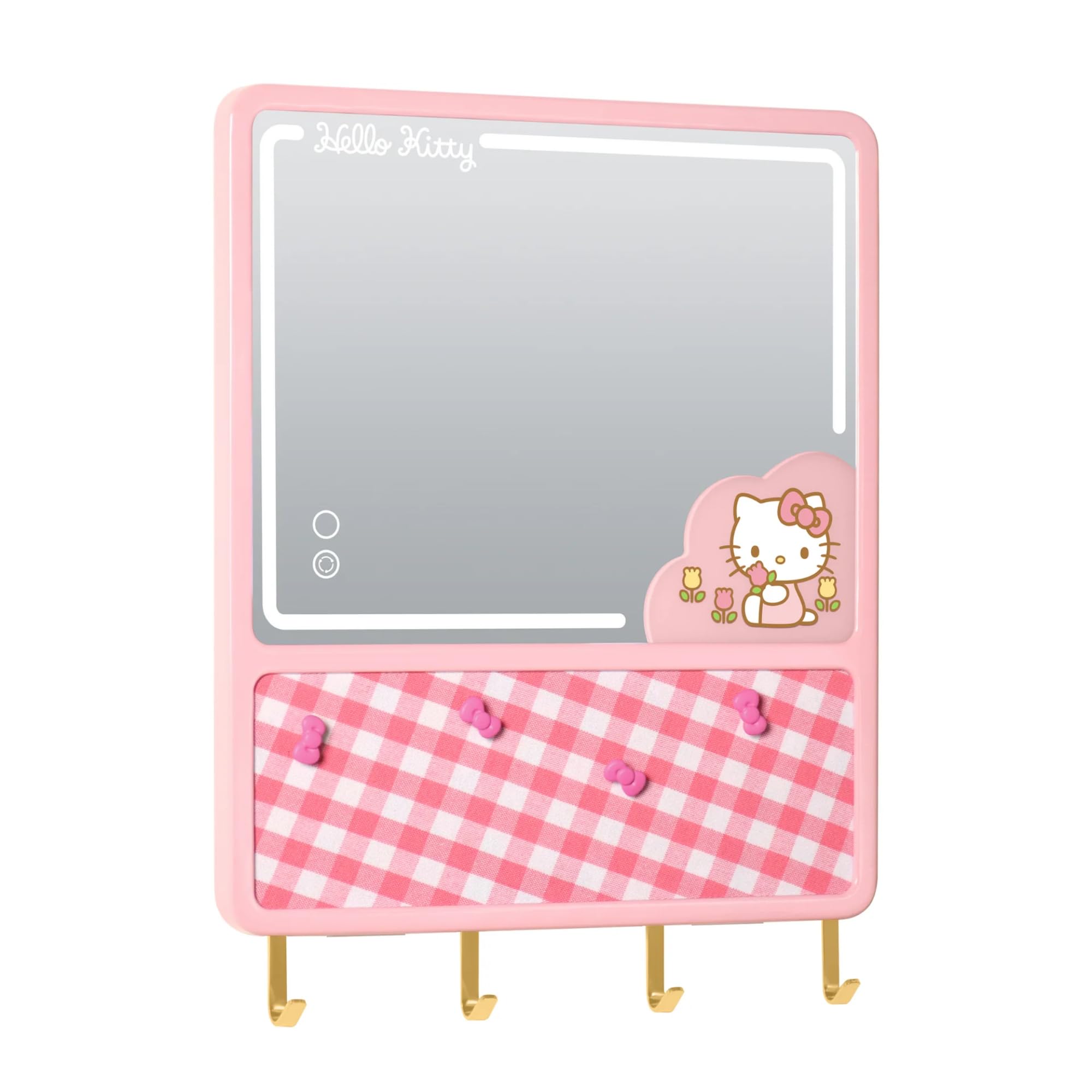 Miroir de maquillage LED Hello Kitty miroir tactile réglable avec tableau d'affichage