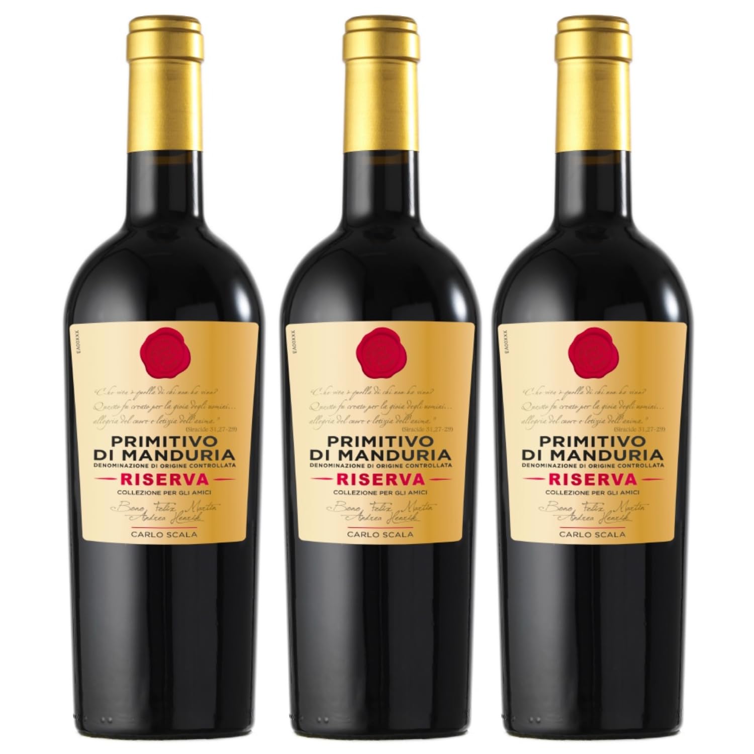 Carlo Scala Primitivo di Manduria Riserva DOC Rotwein Rot Trocken Italien Italien inkl. FeinWert E-Book (3 x 0,75l)