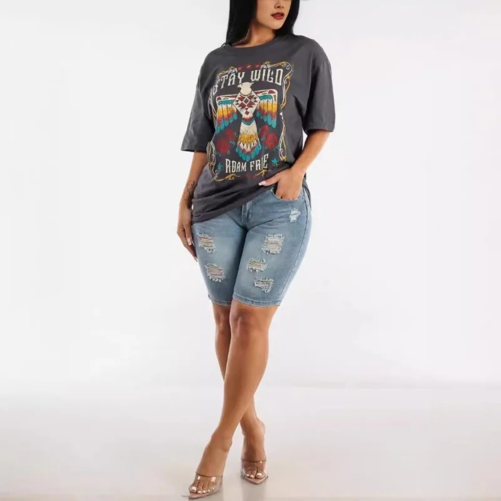 Dawery Solid Slim Butt Lifting Pants Women Elasticity Denim Shorts Casual Slimming Ripped Jeans Short (Blue,XX-Large)