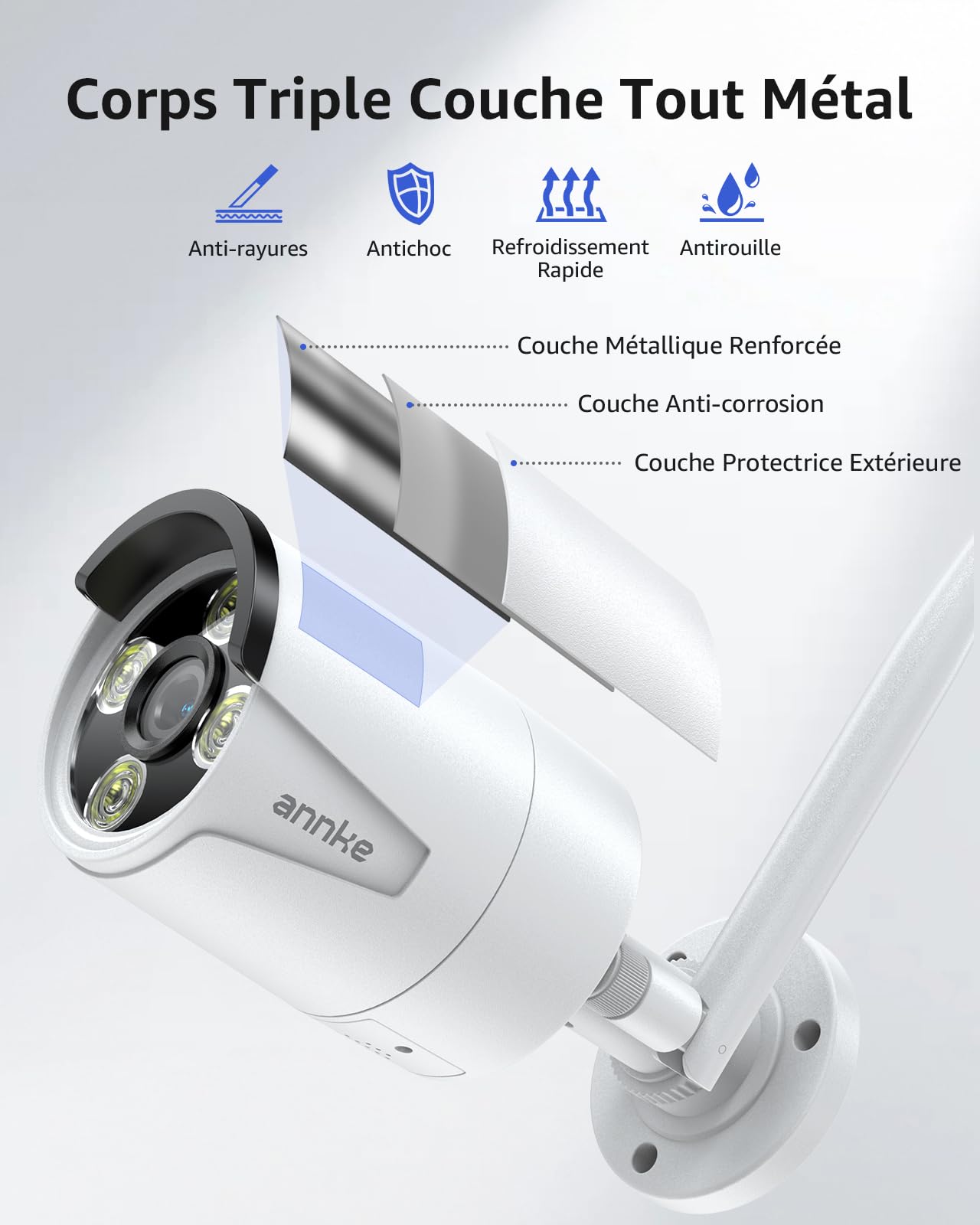 ANNKE Kit Surveillance sans Fil avec Écran LCD 7", 4CH 5MP NVR avec Écran Tactile IPS, 2 Caméras de Surveillance WiFi Extérieures 3MP, Vision Nocturne 100ft, Détection Humaine, Audio Bidirectionnel