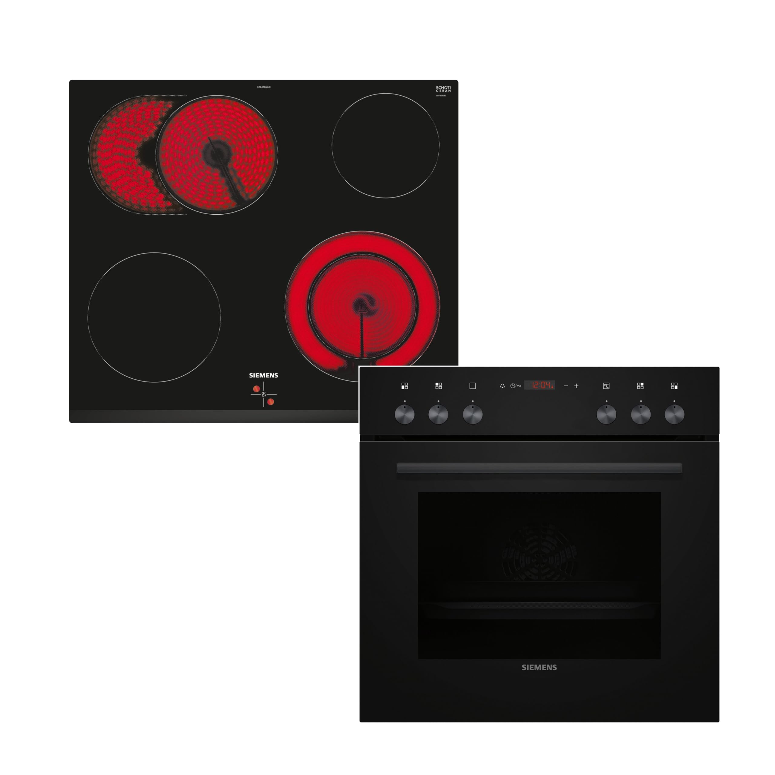 Siemens iQ100 Einbauherd Set mit Elektrokochfeld 60 x 60 cm EQ110KAVB | Made in Germany, Schnellaufheizung, Gleichmäßige Hitzeverteilung, Edelstahl