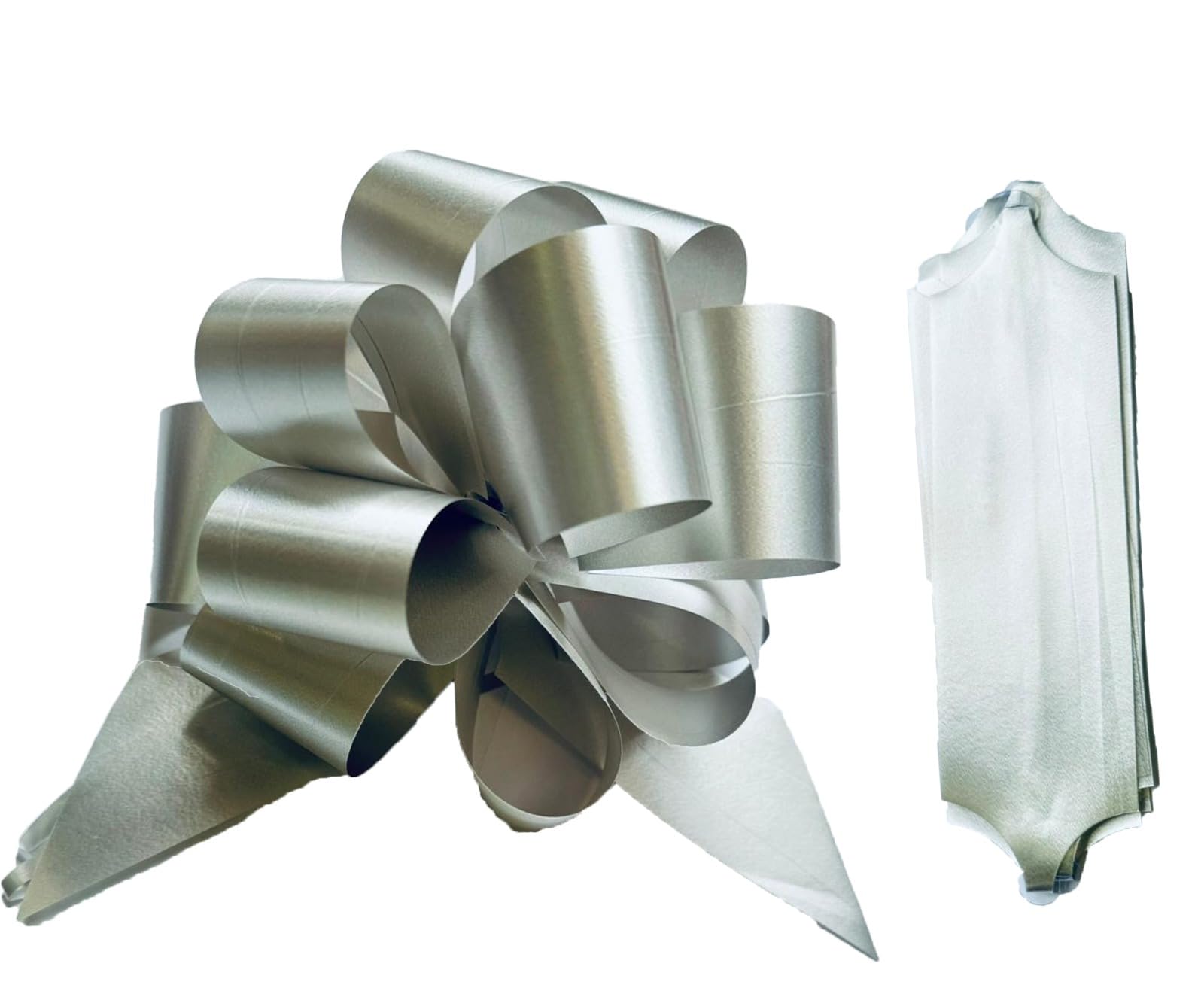 Pull Bows Silver Gift Wrapping Christmas Ribbon Wrapping Bows for Christmas New Year Thanksgiving Party Florist Pull Bows for Gift Wrapping Birthday Present Ties Wedding Ornament Pack of 10