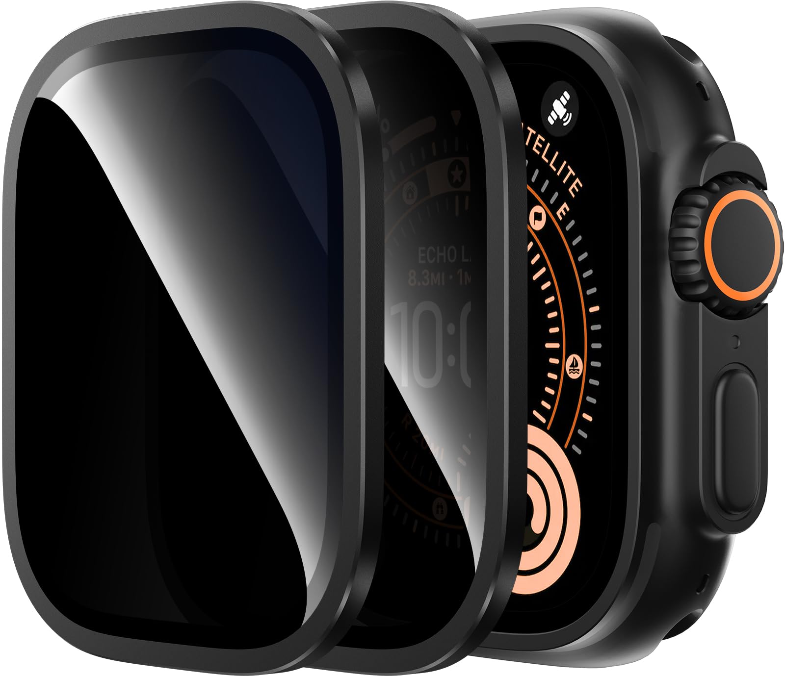 Photo 1 of Uyiton for Apple Watch Ultra 3/2/1 Screen Protector - [26 Degree Privacy] Titanium Alloy Frame & 9H Tempered Glass, Touch Sensitive Military Protection iWatch Screen Protector 49mm, Black, 2 Pack