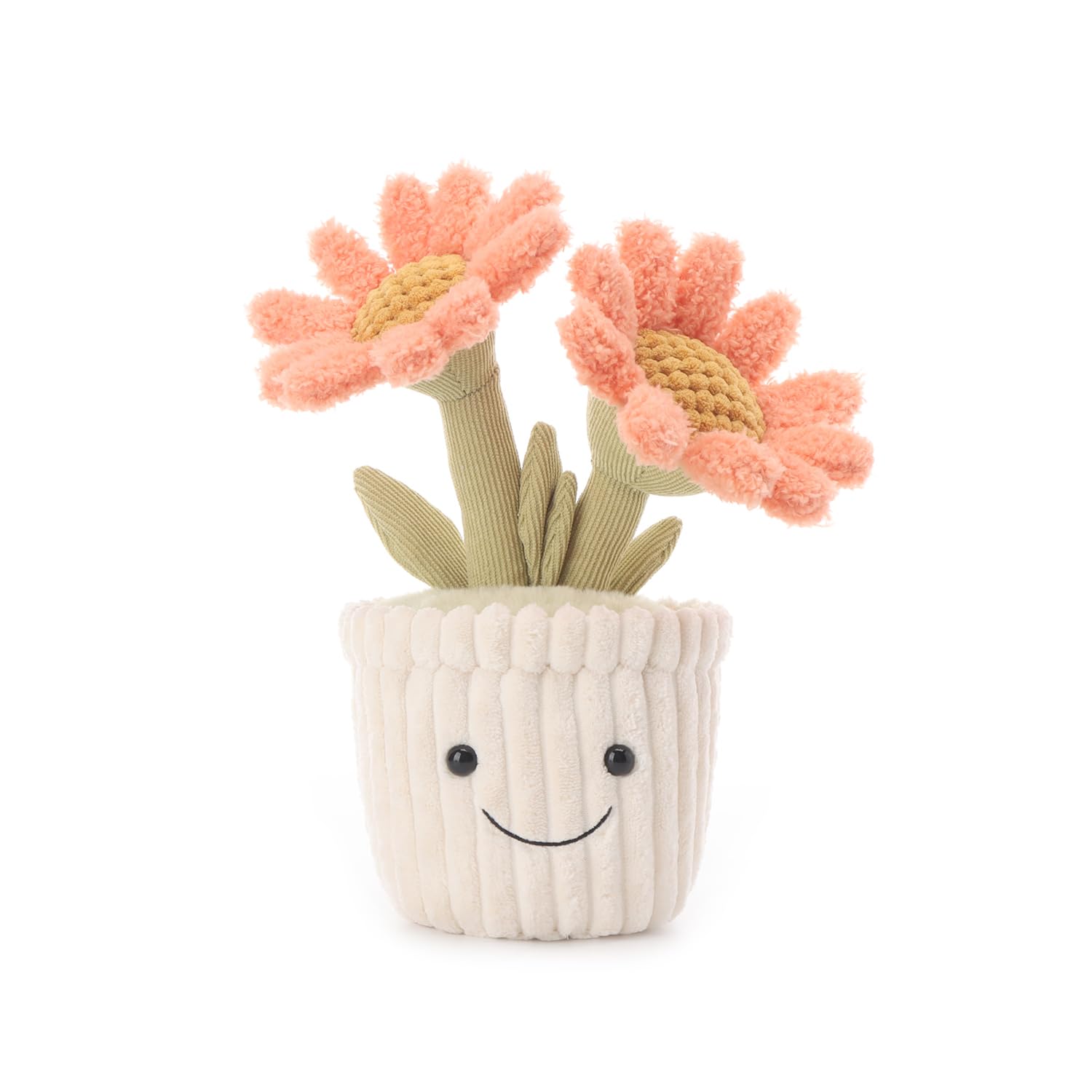 Apricot Lamb Orange Pink Potted Daisy Flower Plushies Stuffed Animals for Baby Girl and Boy, Soft Cute Plush Toys for Kids, 10 Inches โ image 1