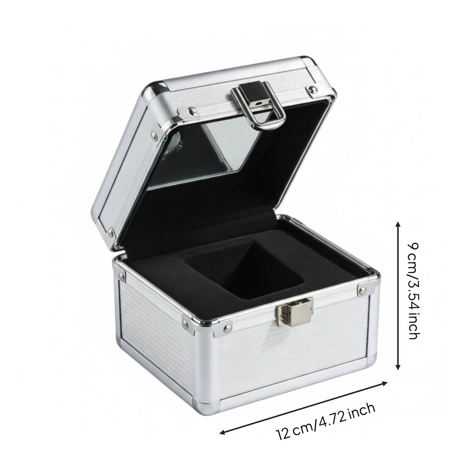 Gralara Uhrenbox mit Frontverschluss hartschalig Uhrenbox mit Klappdeckel stabil Uhrenkoffer für Reise, Silber, Abgerundete Ecken, Transparent