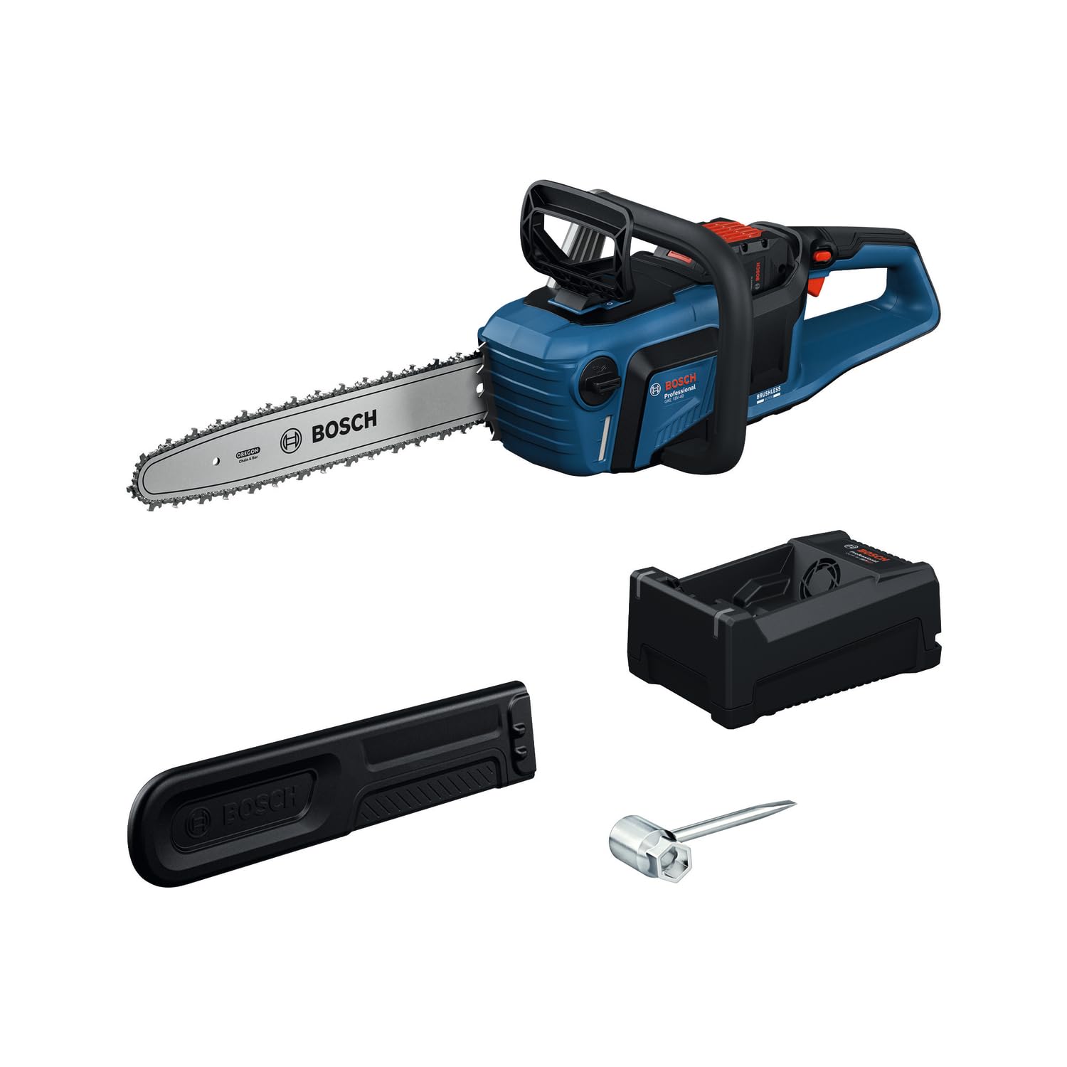 Bosch PRO motosierra GKE 18V-40 | barra de 40 cm, motor Brushless sin escobillas, incluye llave con destornillador, tapa de cadena, batería y cargador