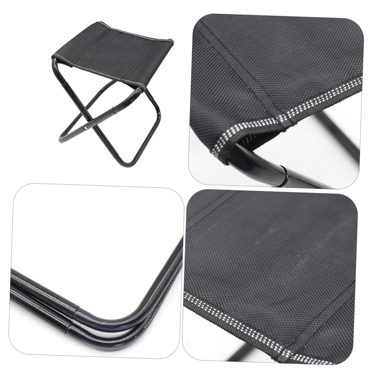 Alipis Sgabello Pieghevole da Campeggio Portatile, Piccolo e Leggero | Nero, Tela e Acciaio, Design Ergonomico Richiudibile, Vacanze Estive e Avventure Outdoor
