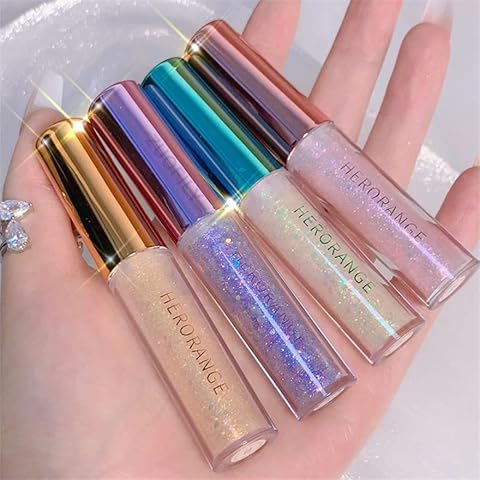 4Pcs Liquid Eyeshadow Set Crystal Diamond High-gloss Liquid Liner Shimmer Glitter Highlight Metallic Liquid Shadows Quick-drying Sequin Pearlescent Eye Makeup Cosmetic Cover