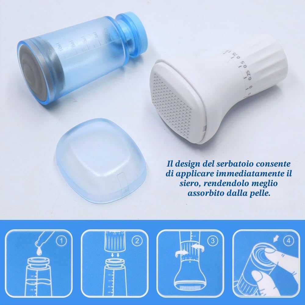 Microneedling Derma Stamp S2 140 pin con serbatoio sierico, 0-3 mm, sistema di microinfusione regolabile per la pelle del viso, crescita dei capelli (senza serum)