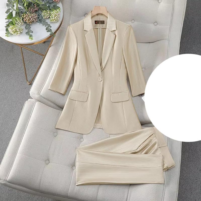 Women's Turn Down Collar Suit Set Blazer Pants Office Business Outfit