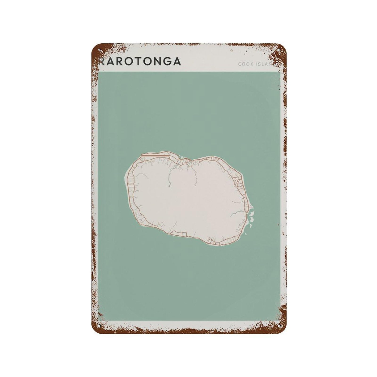 xiaoxiaoshen Rarotonga Map Cook Islands Wall Decor Art Metal Tin Poster Modern Home Decor Art Home Bar Shop Decorations Vintage Sign 30x20cm