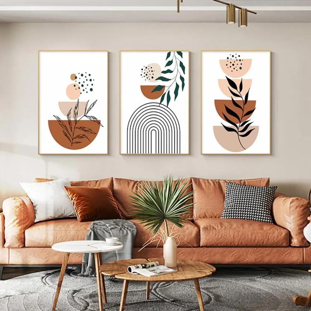 WUHBCZ Art Pictures-Bohemianism Geometric Canvas Painting Abstract Polygon Mid Century Neutral Modern Poster Wall Art Living Room Bedroom Decoration-50 * 70cm/3PCS (No Frame)