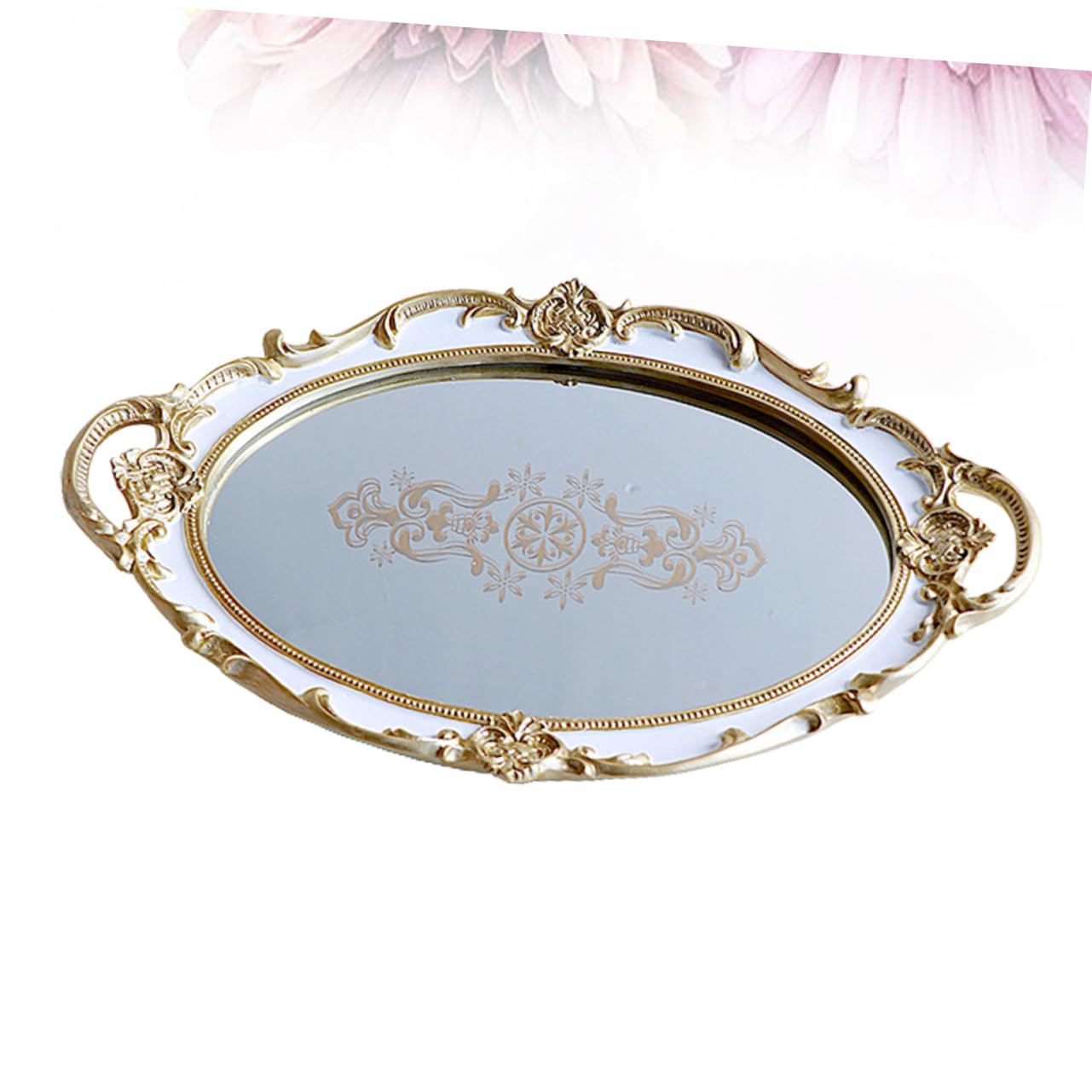 IMIKEYA vassoio ovale vassoio per piccoli oggetti porta profumo a specchio piatto di gioielli comodini bedside table mirror piatto per riporre la collana