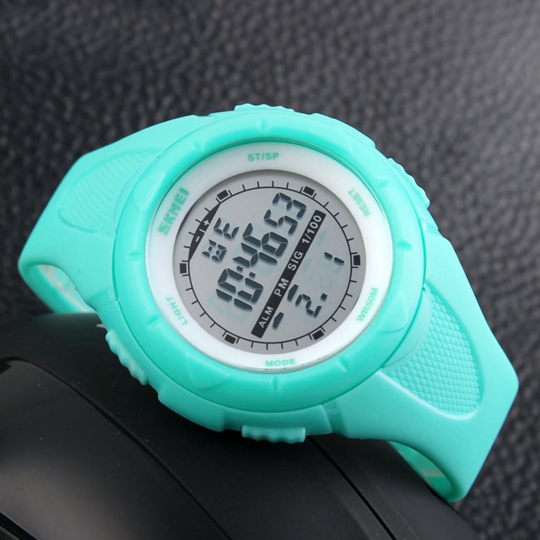 TOPCABIN 50M Waterproof Digital Teenagers Students Sports Watch Boy Girl LED Alarm Wristwatch Electronic Sport Watch for Boys Teenagers Junior Girls Light Blue - Image 3