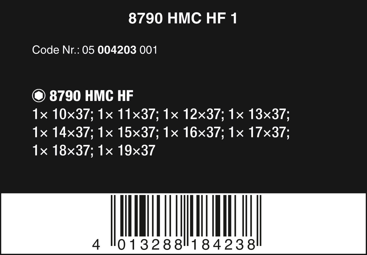Wera, 8790 HMC HF 1 Kit Zyklop di chiavi a bussola con funzione di ritegno, 10 pezzi